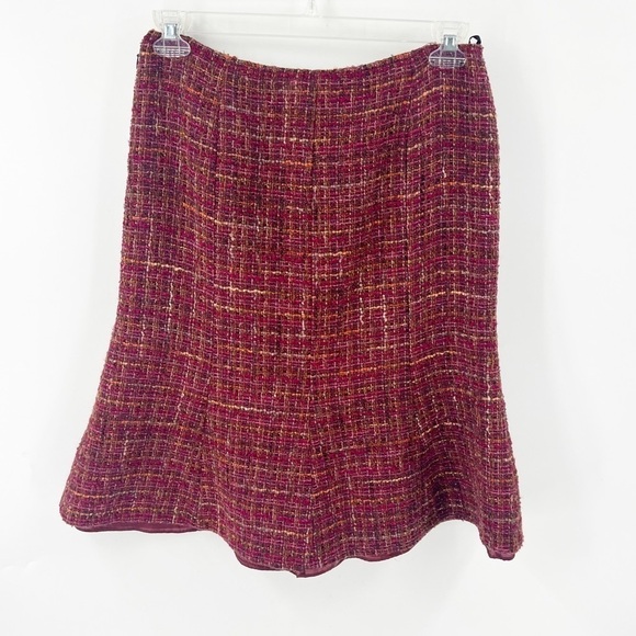 ✅LAFAYETTE 148 Wool TWEED PEPLUM HEM Skirt Red Pink SIZE 10 LINED - Picture 3 of 4